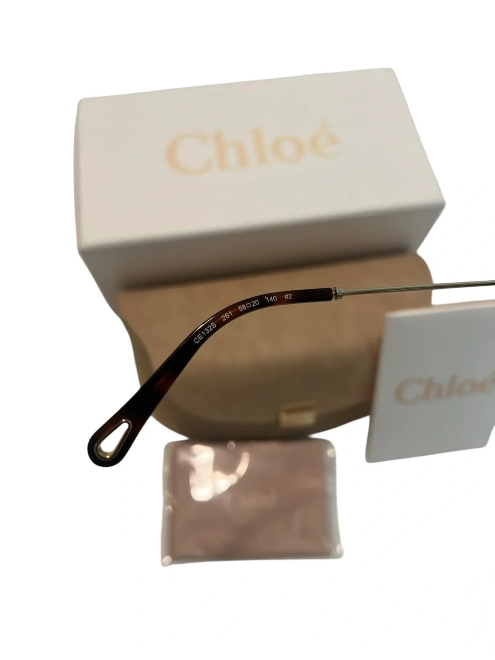 Chloé Poppy Octagonal Geometric Sunglasses Gold Tortoise CE132S - 58 mm - NWT